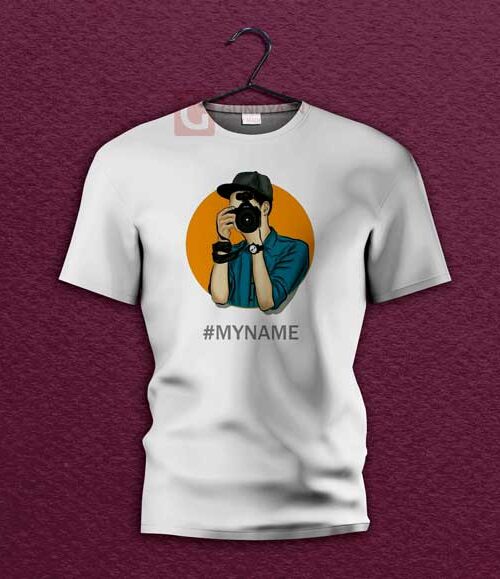 I am Photographer - Print Round Neck Dry Fit White Polyester T-Shirt